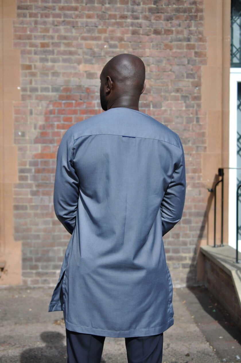 Ankh Grey African Men's Suit blue back