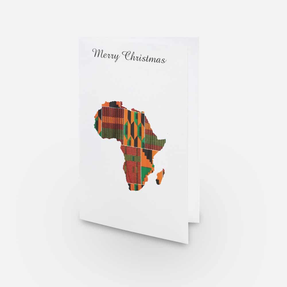 Shape Of Africa - African Map - Kente Print - Christmas Greeting Card