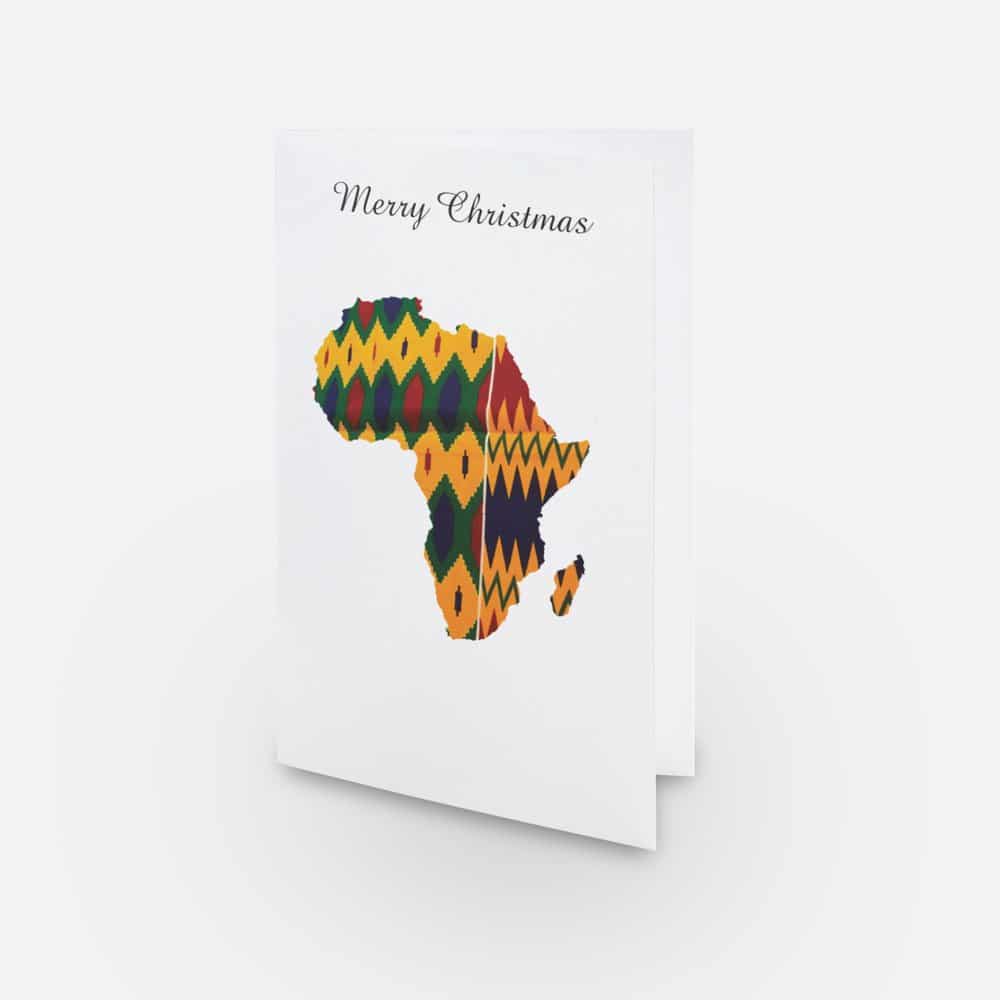 Shape Of Africa - African Map - Kente Print - Christmas Greeting Card