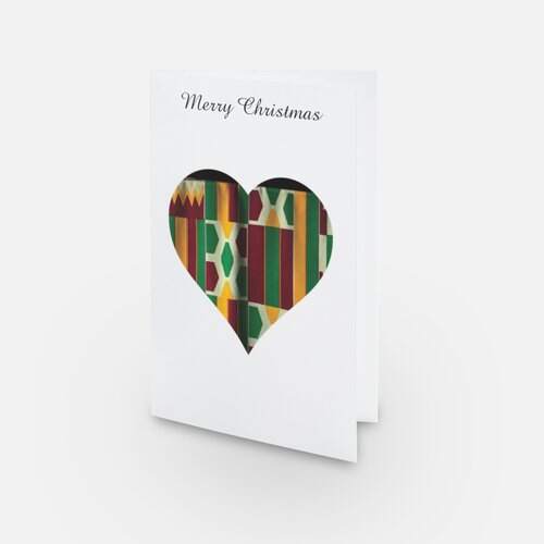 African Kente Heart Mug & Card Gift Set card