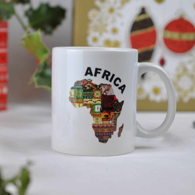 African Map Shaped 'Africa' Ankara Fusion Mug