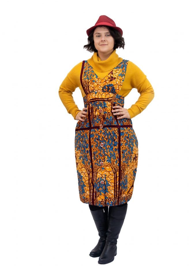 Lucia African Floral Print Pinafore Dress