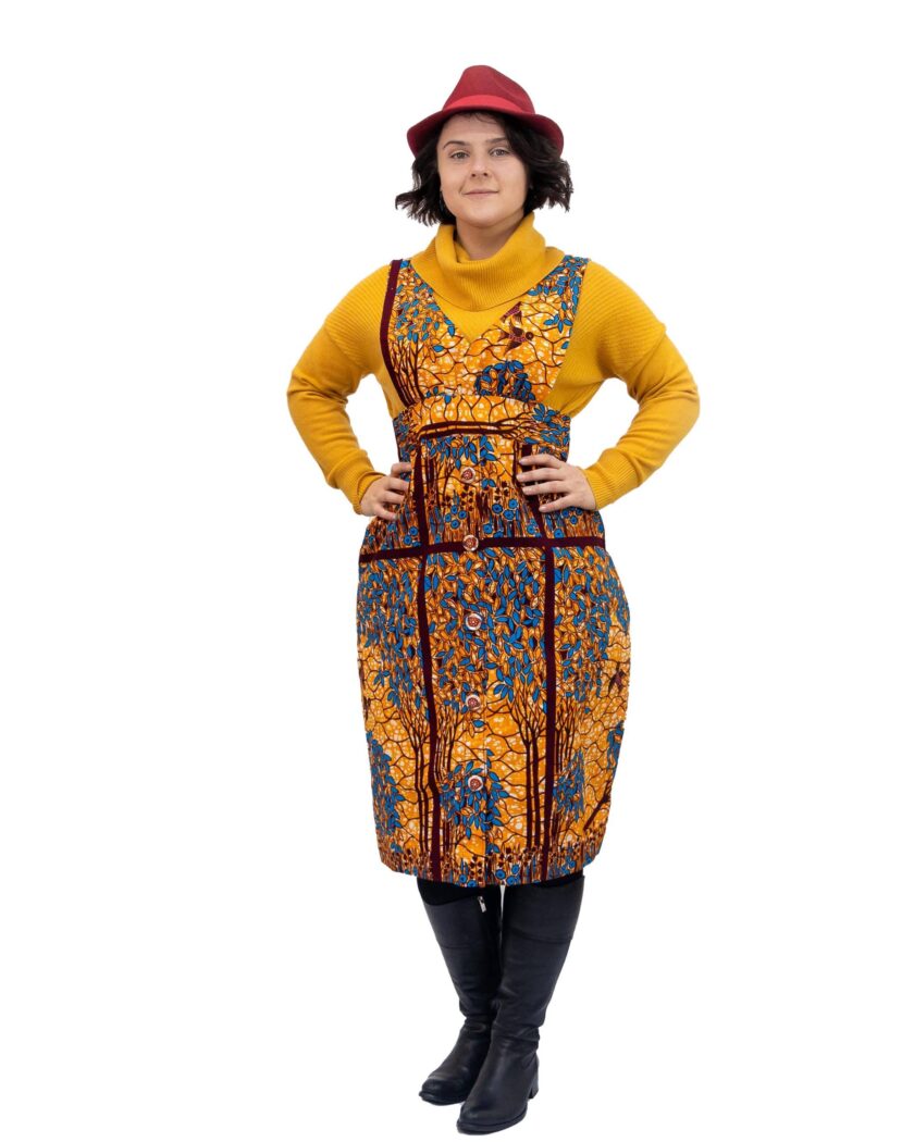 Lucia African Floral Print Pinafore Dress
