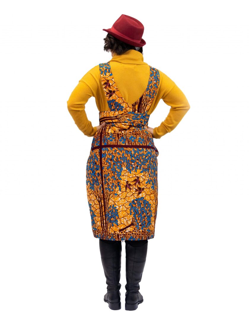 back Lucia African Floral Print Pinafore Dress