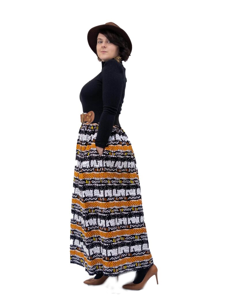 side Chidinma African Ankara Print Maxi Skirt