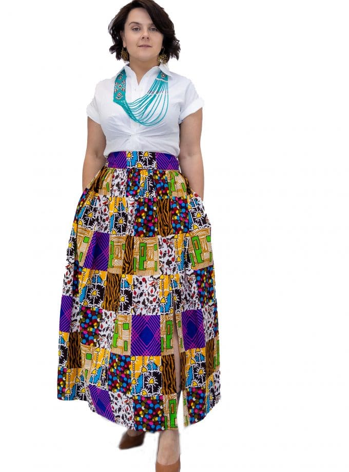 Rehema African Ankara Print Maxi Skirt