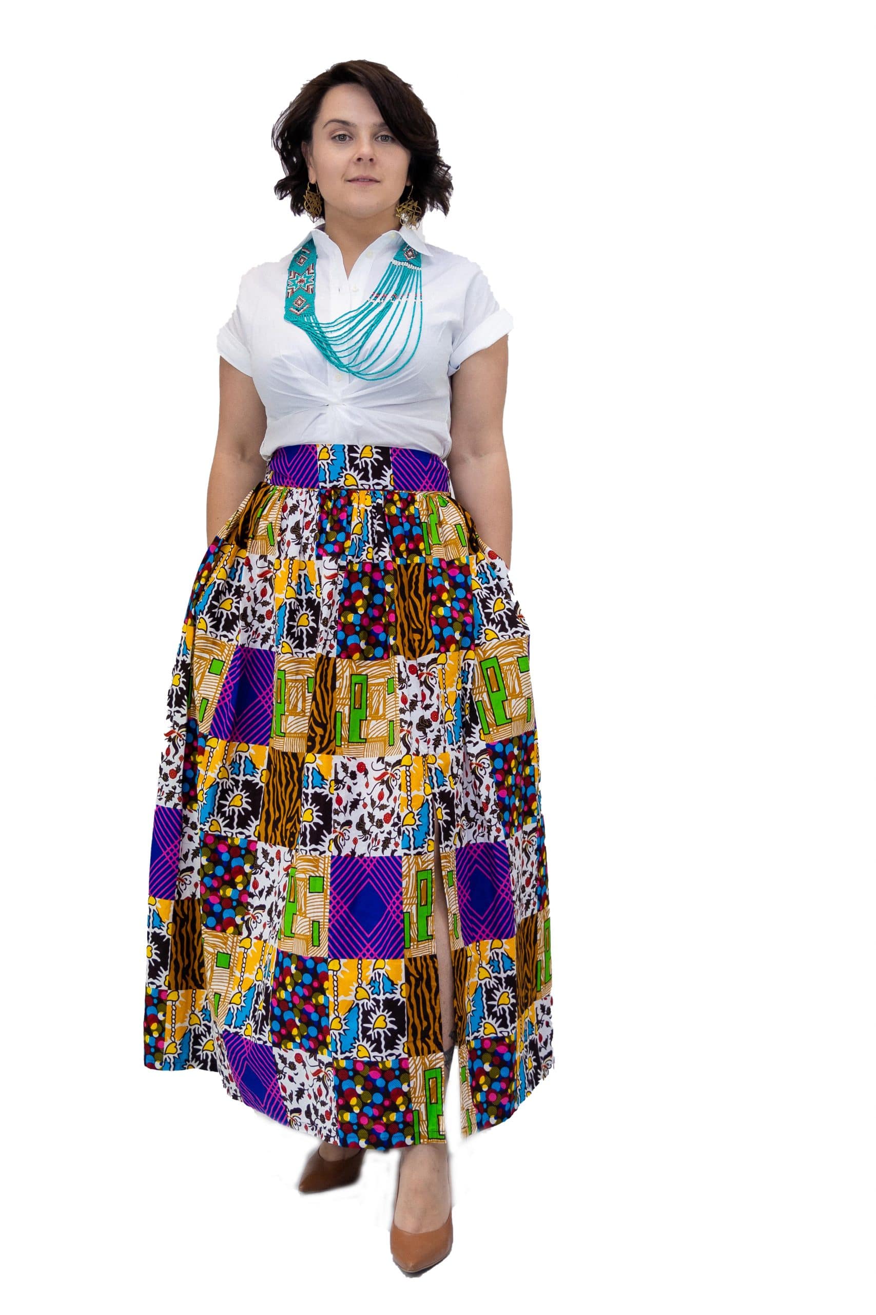 Rehema African Ankara Print Maxi Skirt
