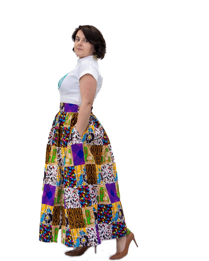 side Rehema African Ankara Print Maxi Skirt