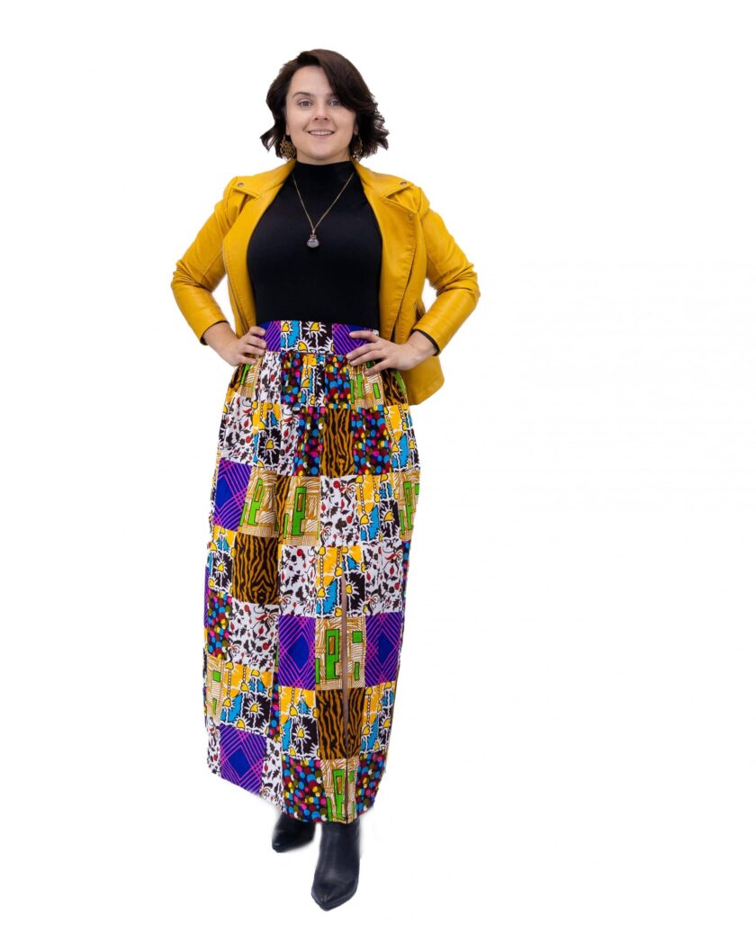 front Rehema African Ankara Print Maxi Skirt