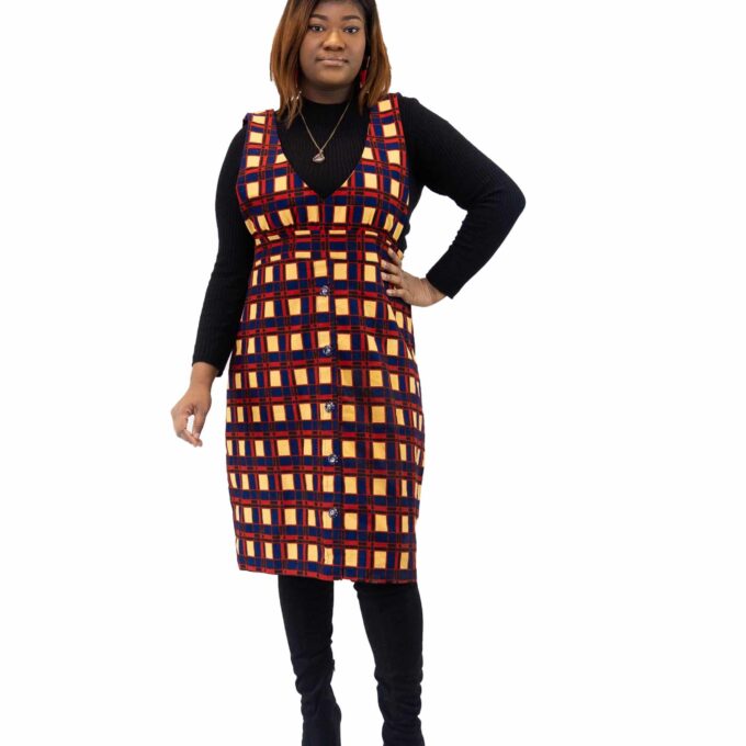 Lyla African Kente Print Pinafore Dress