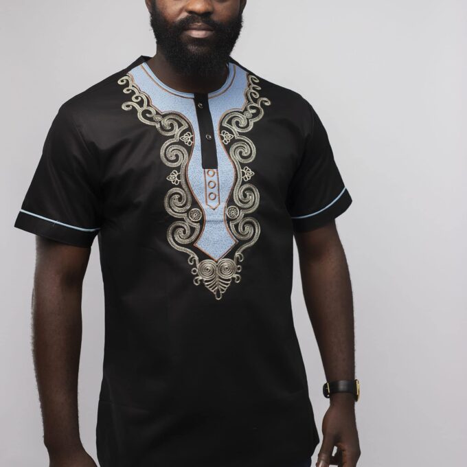 Moses Slim Fit Embroidered African Shirt