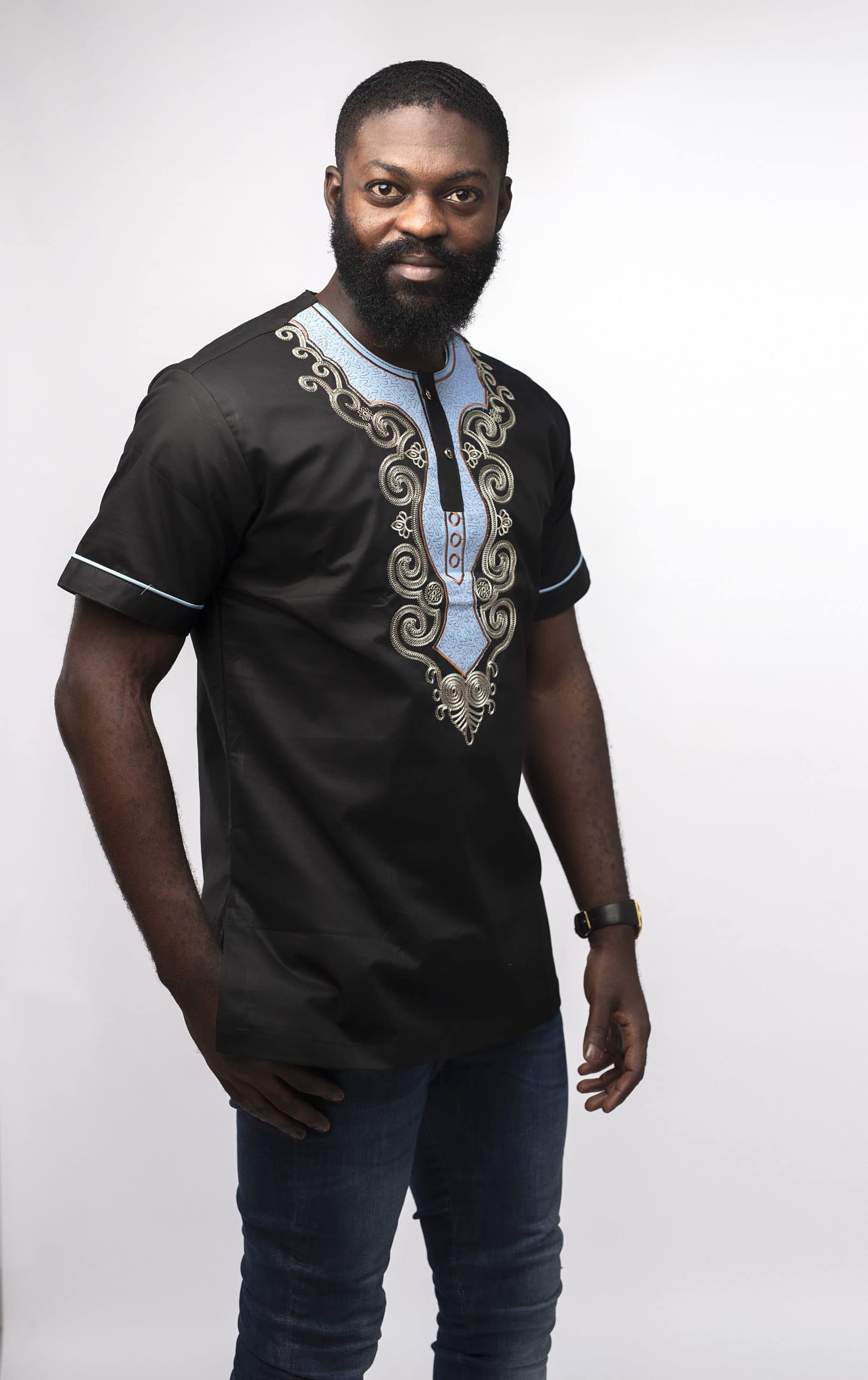 close Moses Slim Fit Embroidered African Shirt