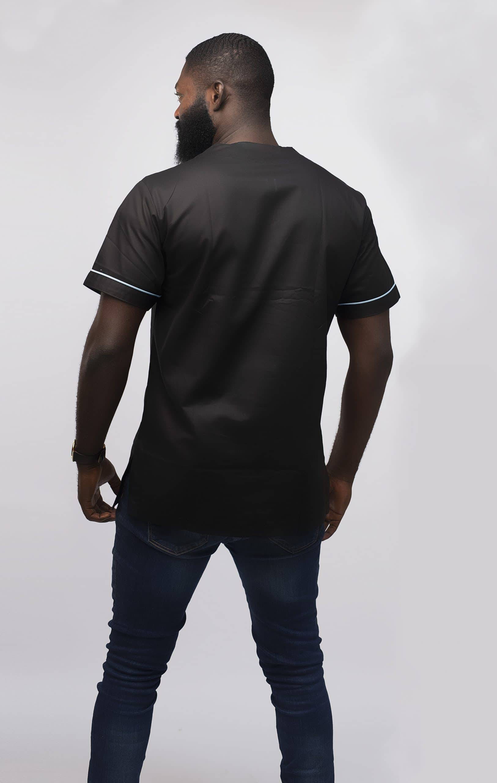back Moses Slim Fit Embroidered African Shirt