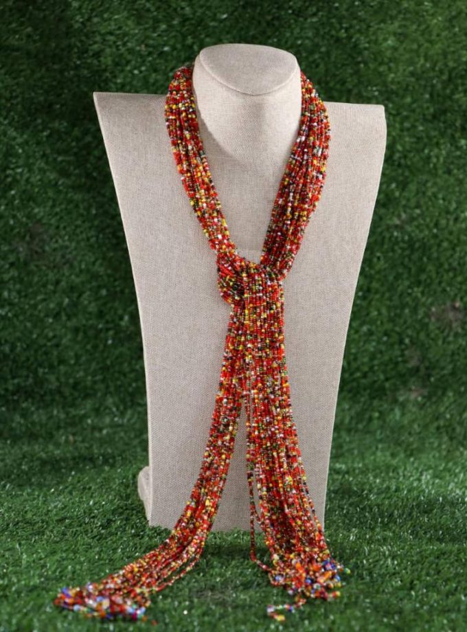 up Multi-Coloured Beaded Tie Style Necklace