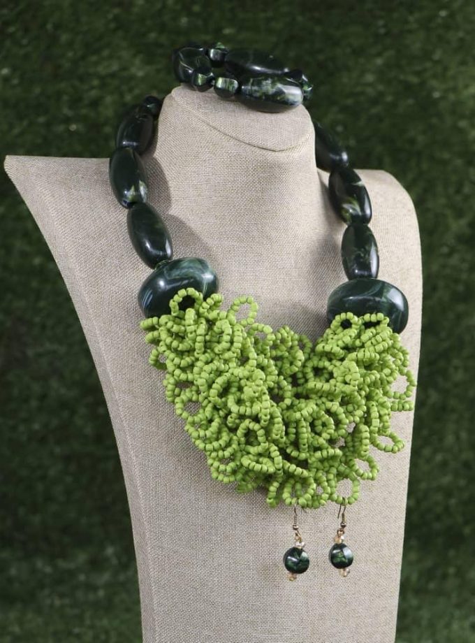 Lime Green Acrylic Beaded Necklace