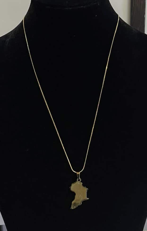 African Map Gold Stainless Steel Necklace 