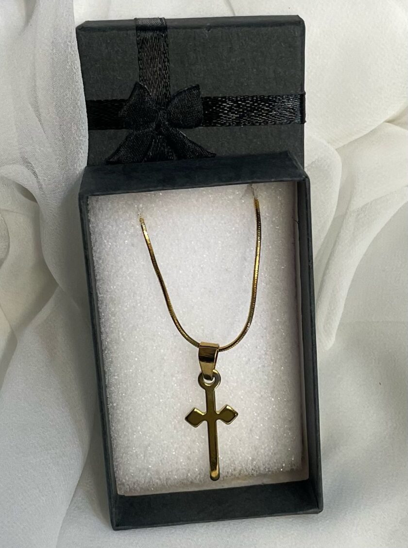 box Sharp Cross Gold Stainless Steel Necklace
