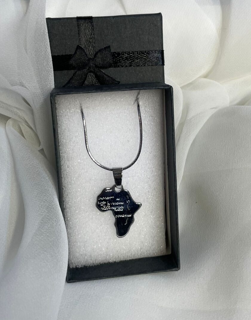 box African Shaped Silver Stainless Steel Necklace