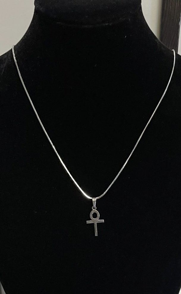 Silver Ankh Cross Stainless Steel Necklace