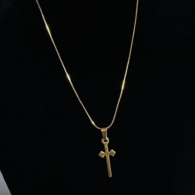 l Sharp Cross Gold Stainless Steel Necklace