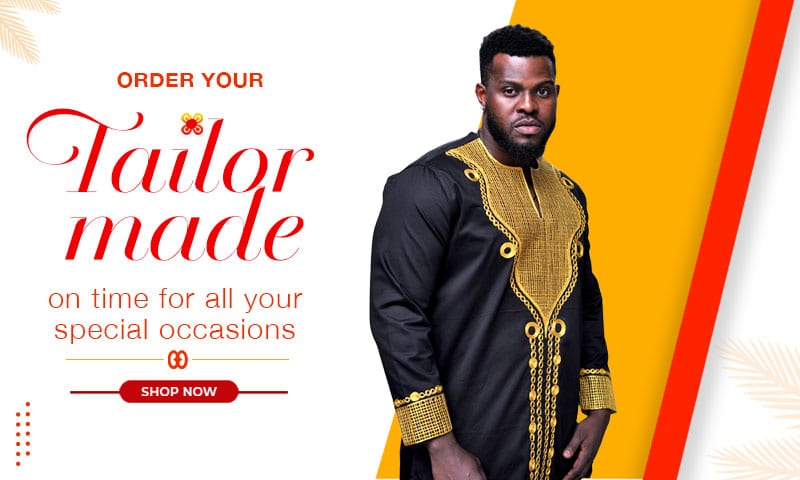 Promotional banner - Order your tailor made African clothing on time for all your special occasions.