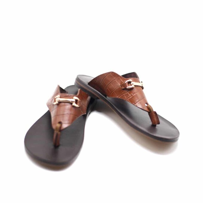 Snaffle Decor Men's Leather Flip Flop Sandals