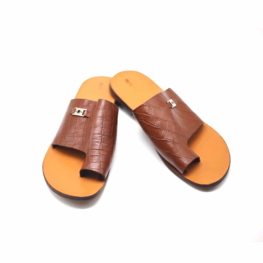 Tefo Men's Toe Ring Leather Slide Sandals