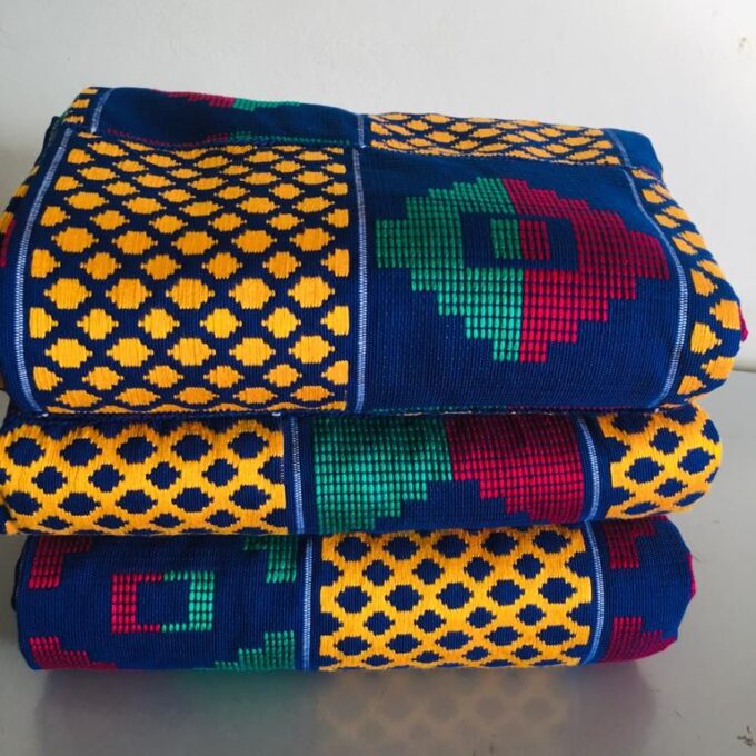 Blue & Yellow and Multi Authentic Handwoven Kente Cloth