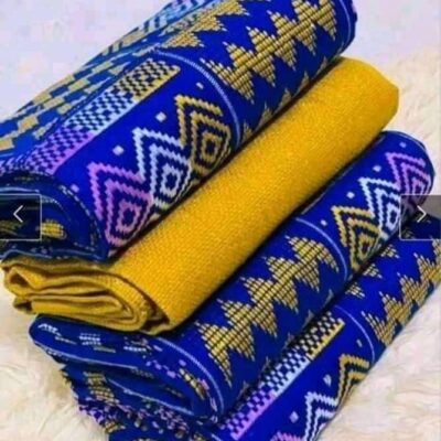 Blue & Yellow Fusion Authentic Handwoven Kente Cloth