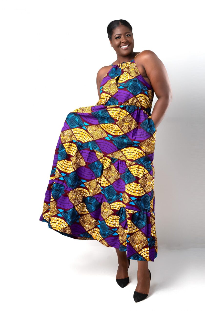 hold Thandiwe Ankara Multi Halterneck Maxi Dress