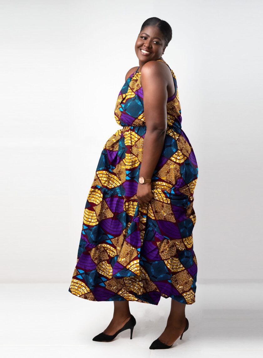 side Thandiwe Ankara Multi Halterneck Maxi Dress