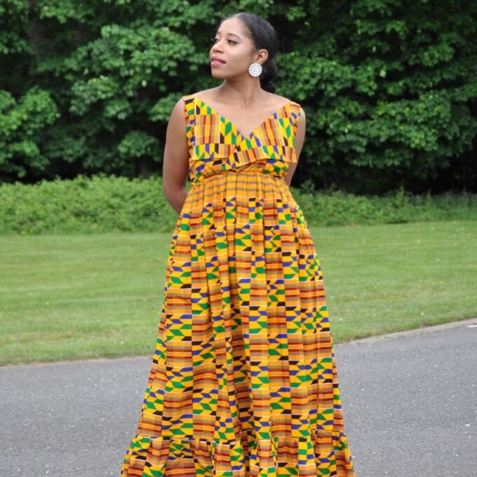 Fatia Traditional African Kente Summer Maxi Dress