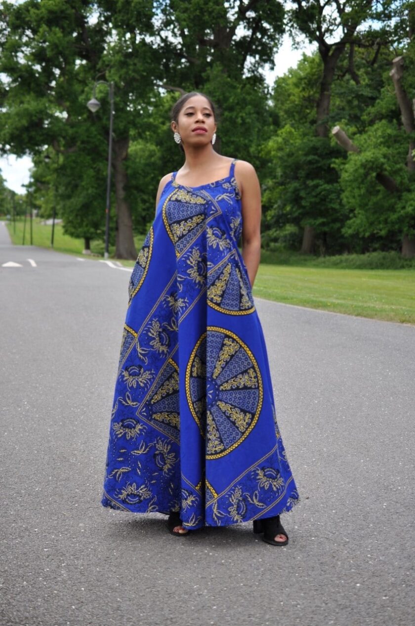 front Akufo Blue Strap Maxi Dress