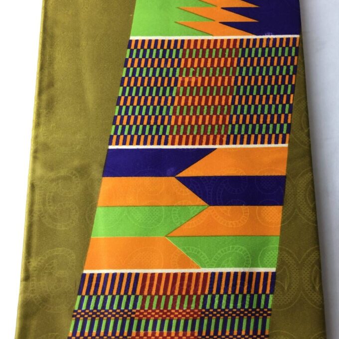 African Ankara Gold Multi Abstract Style 6 Yards VIP Fabric