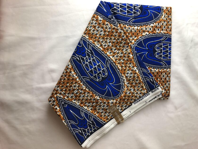 African Ankara Blue & Yellow Multi Droplet 6 Yards VIP Fabric