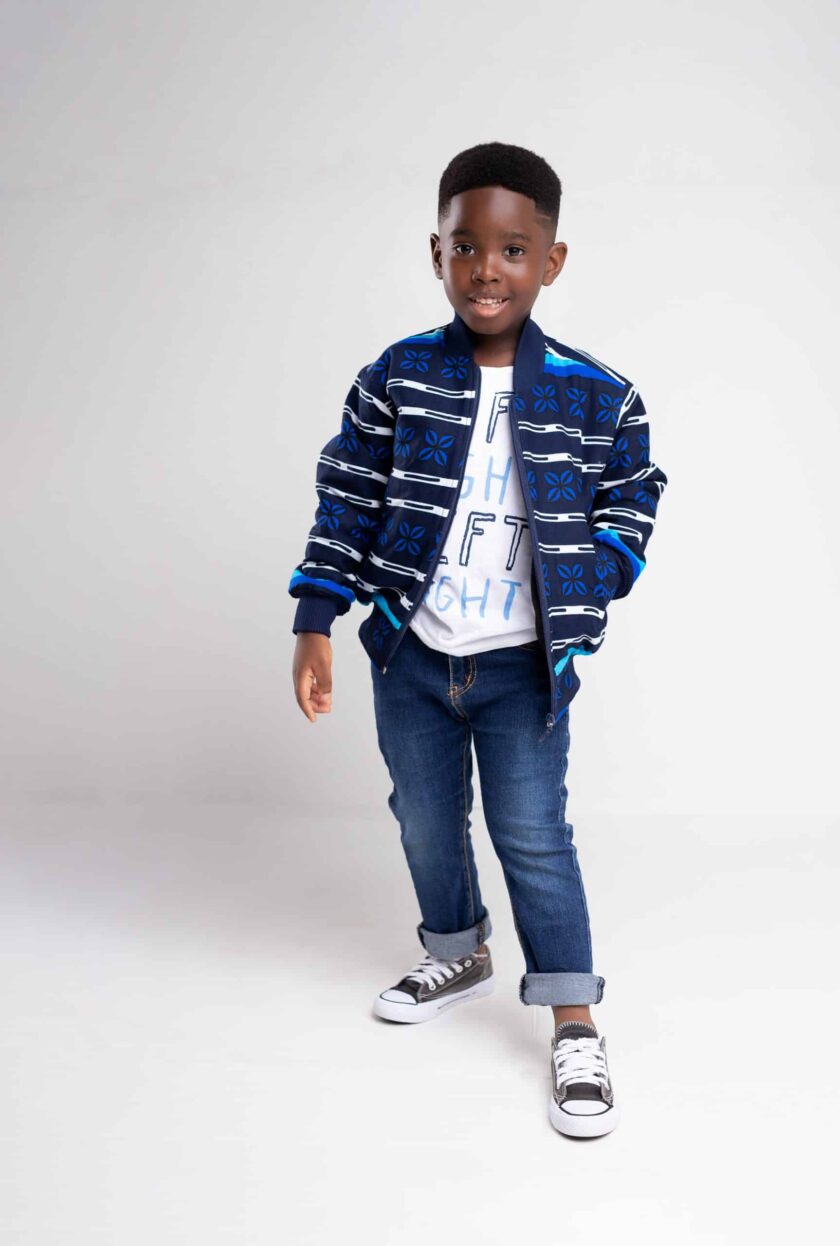Kids Unisex Kei African Print Bomber Jacket