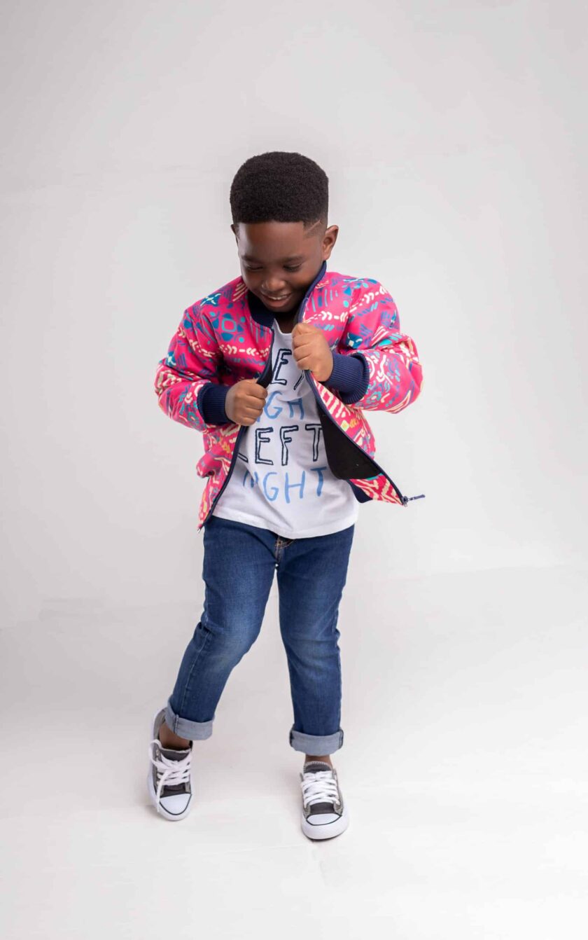 down Kids Unisex Deka African Print Bomber Jacket