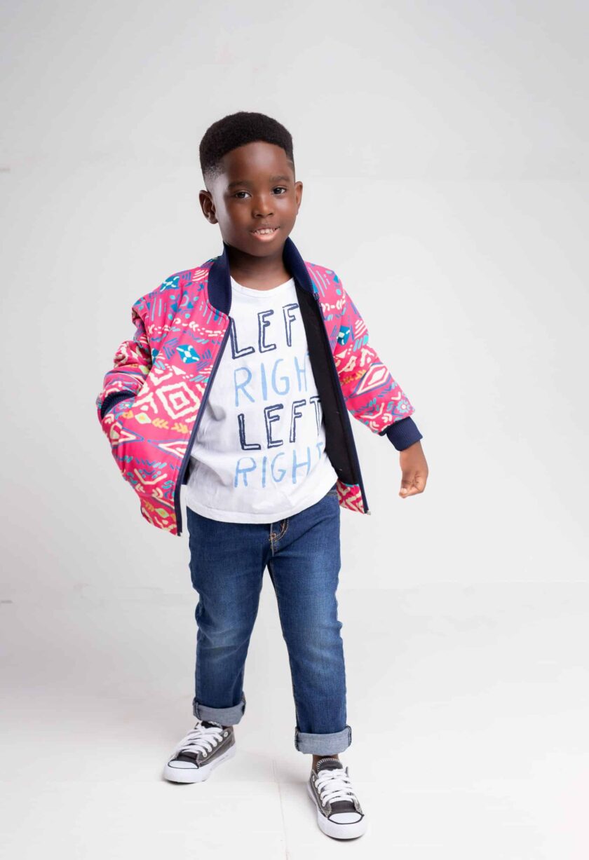 front Kids Unisex Deka African Print Bomber Jacket
