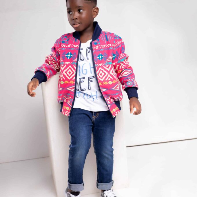 Kids Unisex Deka African Print Bomber Jacket