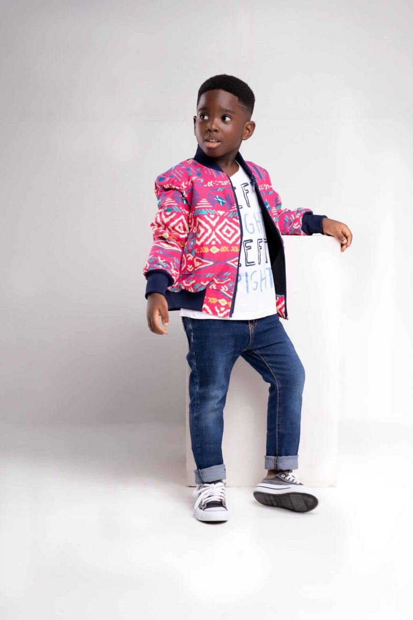 side Kids Unisex Deka African Print Bomber Jacket