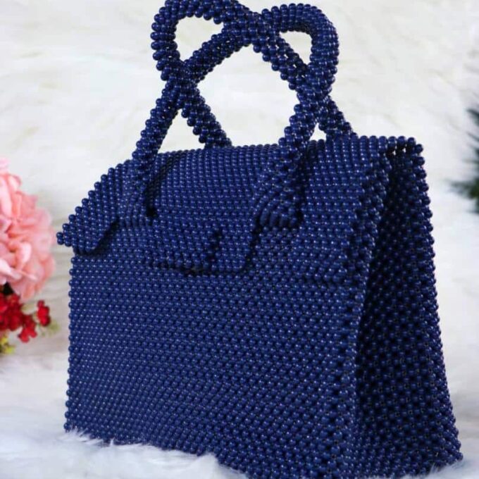 Royal Blue Handmade Elegant Beaded Handbag
