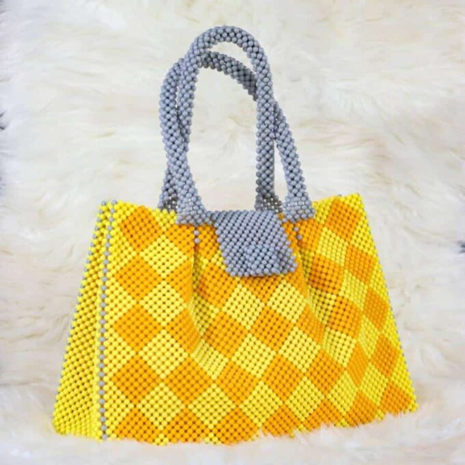 Yellow & Orange Handmade Elegant Beaded Handbag