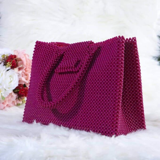 Pink Handmade Elegant Beaded Handbag