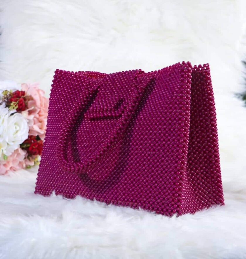 Pink Handmade Elegant Beaded Handbag