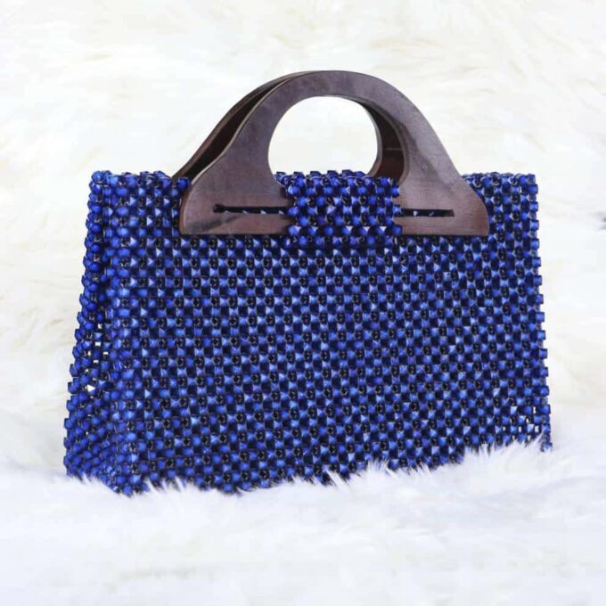 Blue Handmade Elegant Beaded Handbag