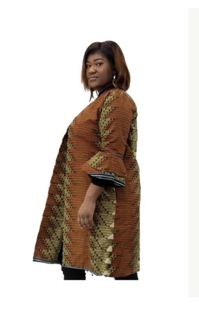 side Joyce African Ankara Flared Sleeve Duster Coat