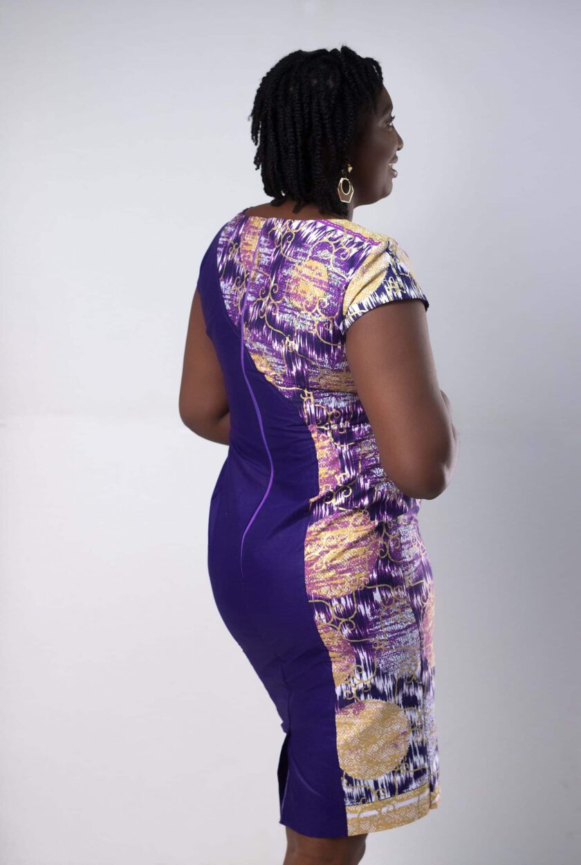 Layo Abstract Purple Fusion Dress back