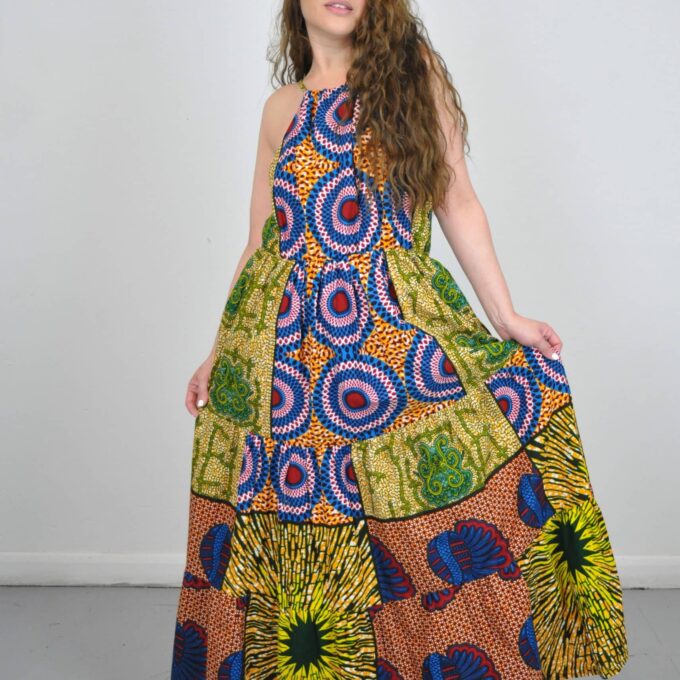 Winda Ankara Patchwork Maxi Dress