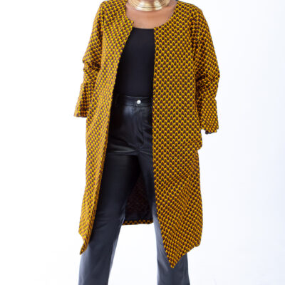 Mustard Ruffle Sleeve Trench Coat