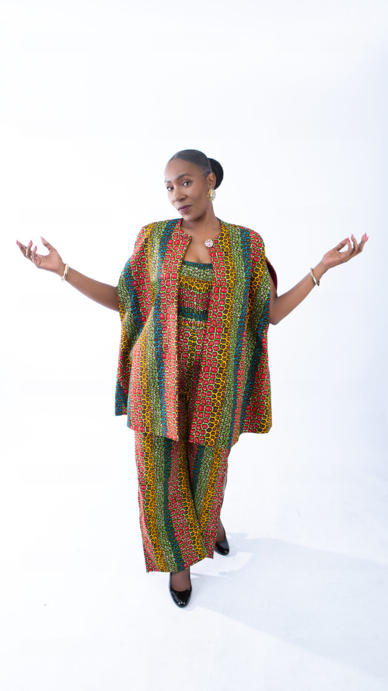 Sina Beautiful Leopard Print Ankara Cape Style Coat